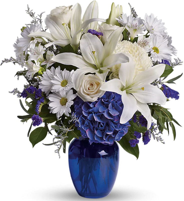 Jaylas Hydrangea blue floral arrangement
