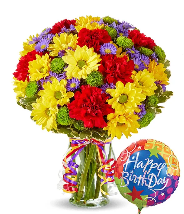 Make all their birthday wishes come true with the Happy Birthday Bouquet with Mini Stick Balloon.