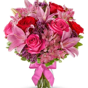 Lilies and Roses Bring Joy Valentine's Day Flowers