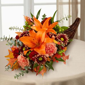 Floral Autumn Cornucopia for Nappanee, Bremen, Syracuse, Milford, Wakarusa Indiana